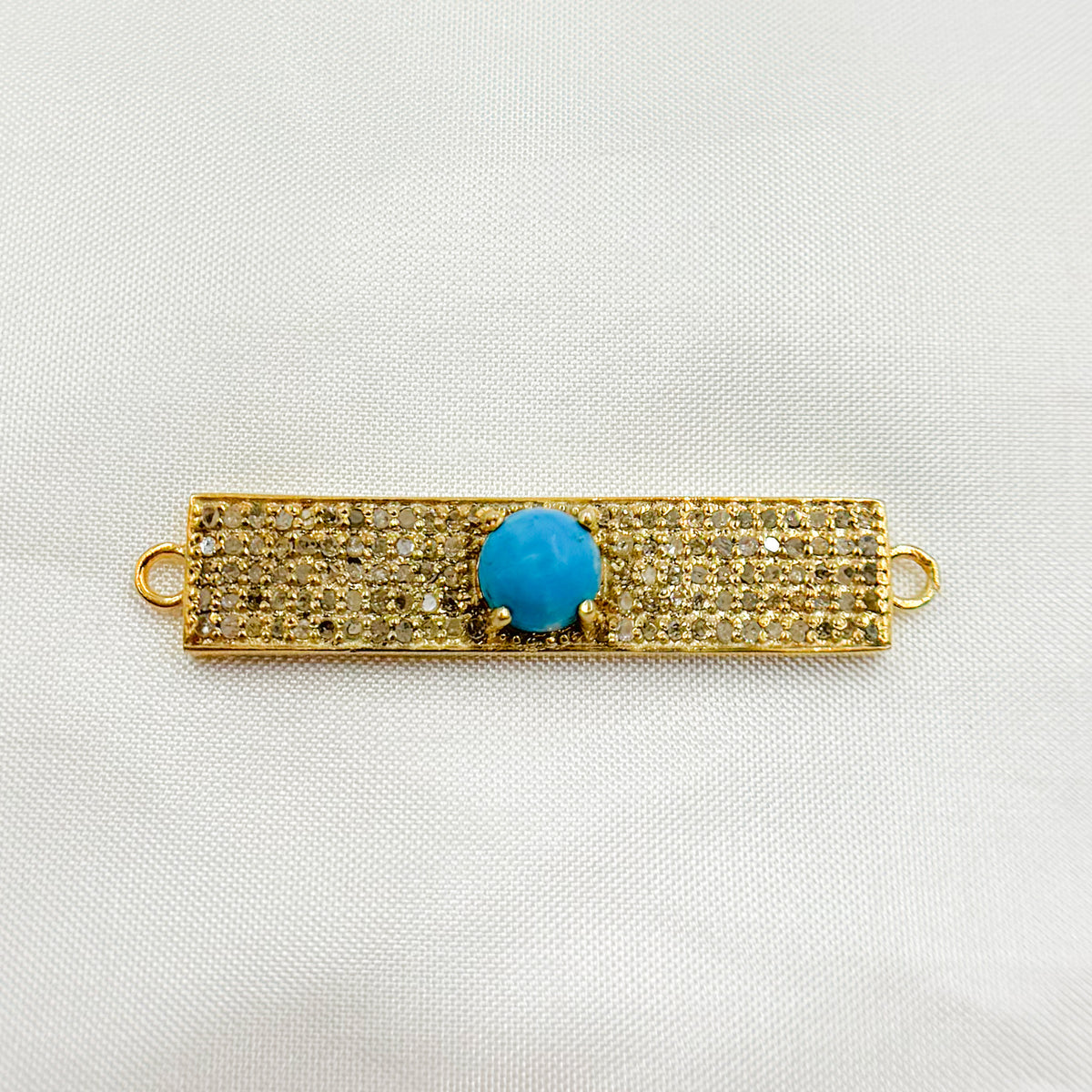 DC9. Silver Diamond and Gemstone Rectangle Connector