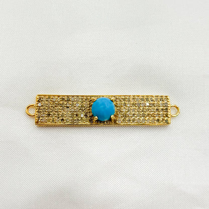 DC9. Silver Diamond and Gemstone Rectangle Connector