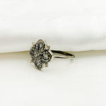 Load image into Gallery viewer, DE015. Diamond Black Rhodium Sterling Silver Flower Ring