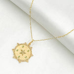 Load image into Gallery viewer, 14K Solid Gold Diamond Sun Shape Charm with Star in the Center in Gemstones. GDP547
