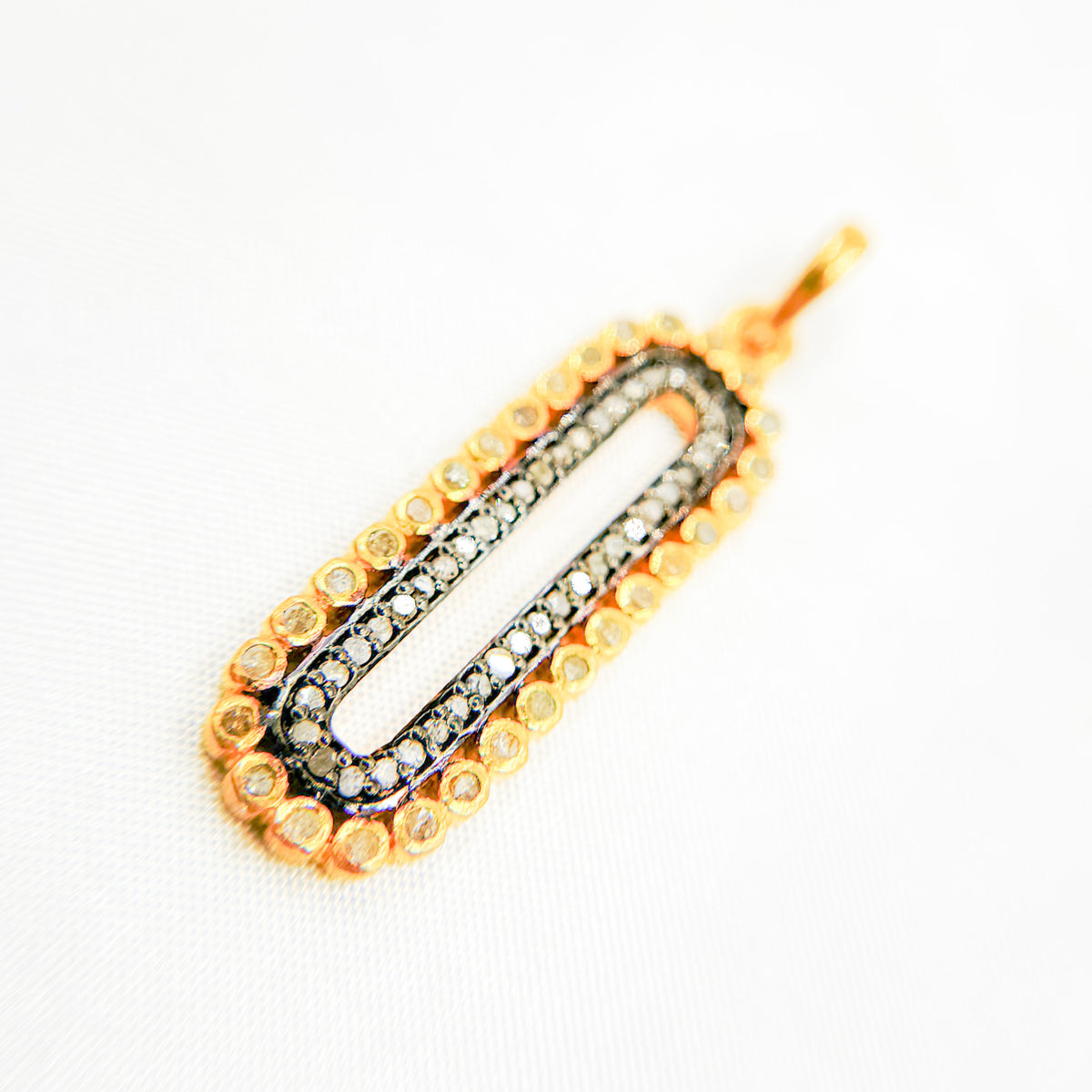 DP2007. Diamond Sterling Silver Oval Pendant