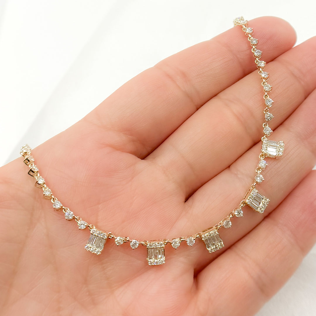 NK401355. 14K Solid Gold Diamond Dangle Necklace