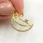 Load image into Gallery viewer, DP646. Diamond Sterling Silver Moon &amp; Star Pendant
