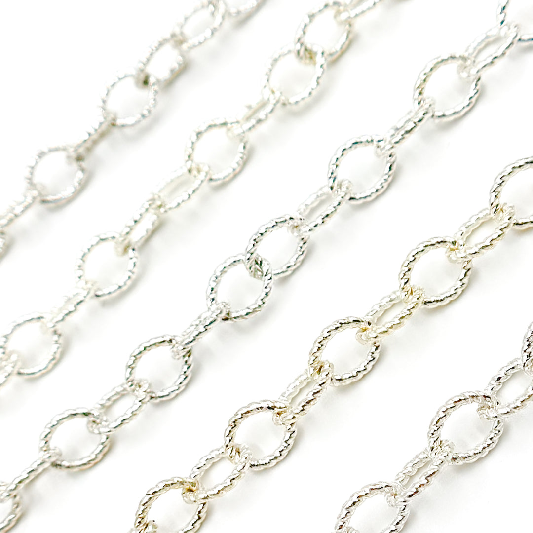 617SS. Sterling Silver Twisted Marquise Oval Link Chain