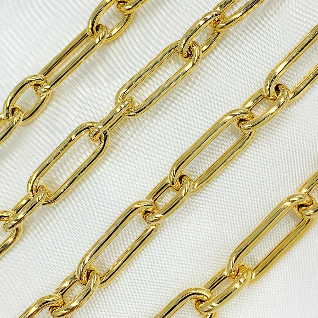 Gold Plated 925 Sterling Silver Smooth Oval Link Hollow Chains
