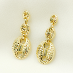 Load image into Gallery viewer, 14K Gold Puffed Mariner Diamond Cut Link Earrings. GER86
