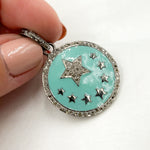 Load image into Gallery viewer, DP517A. Diamond Sterling Silver Star Round Enamel Pendant
