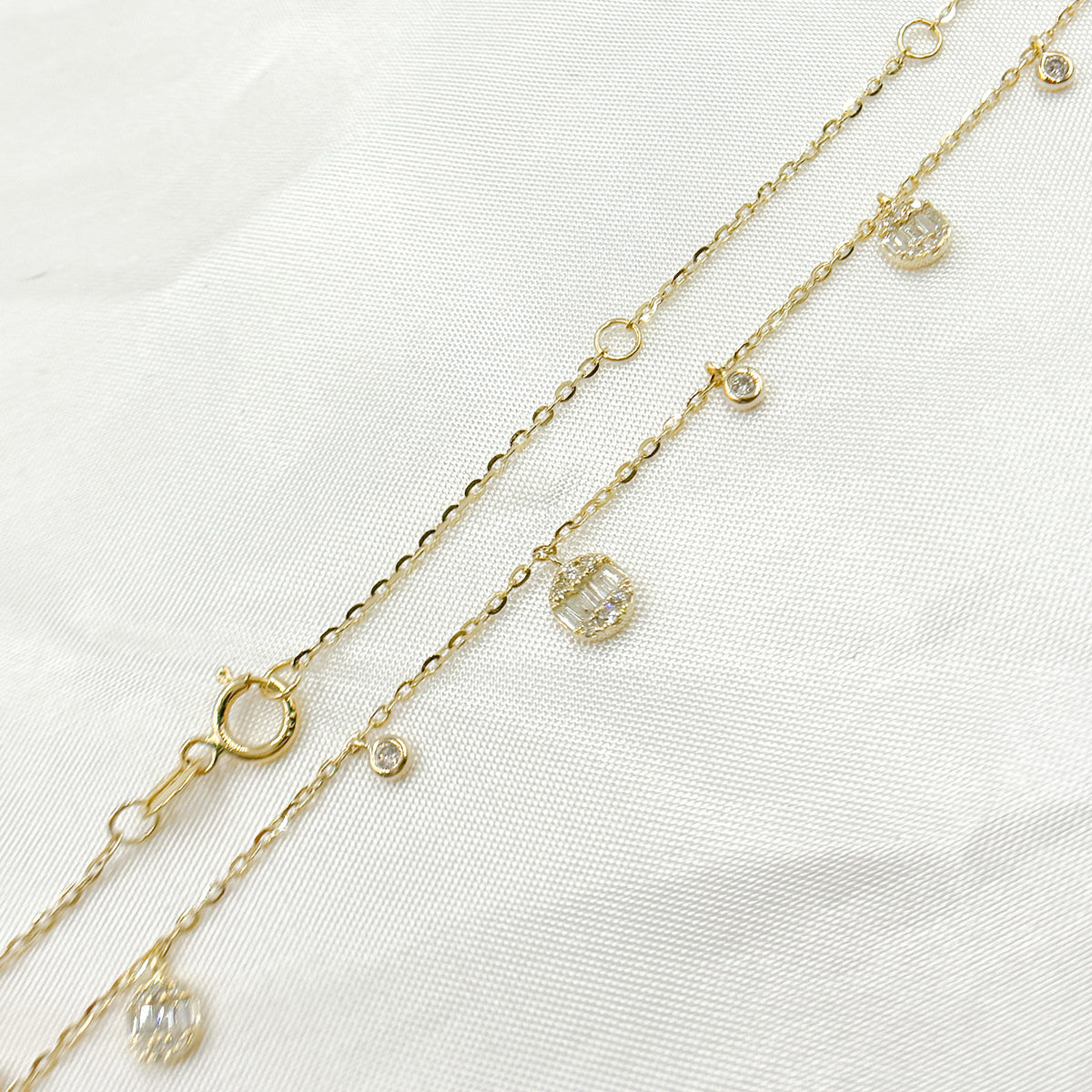 NT401855. 14K Solid Gold Diamond Dangle Necklace