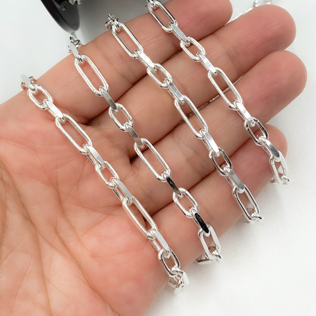 925 Sterling Silver Diamond Cut Paperclip Link Chain. Z103SS