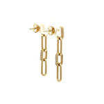 Load image into Gallery viewer, 14K Solid Gold and Diamonds Paper Clip Dangle Earrings. EFC51944
