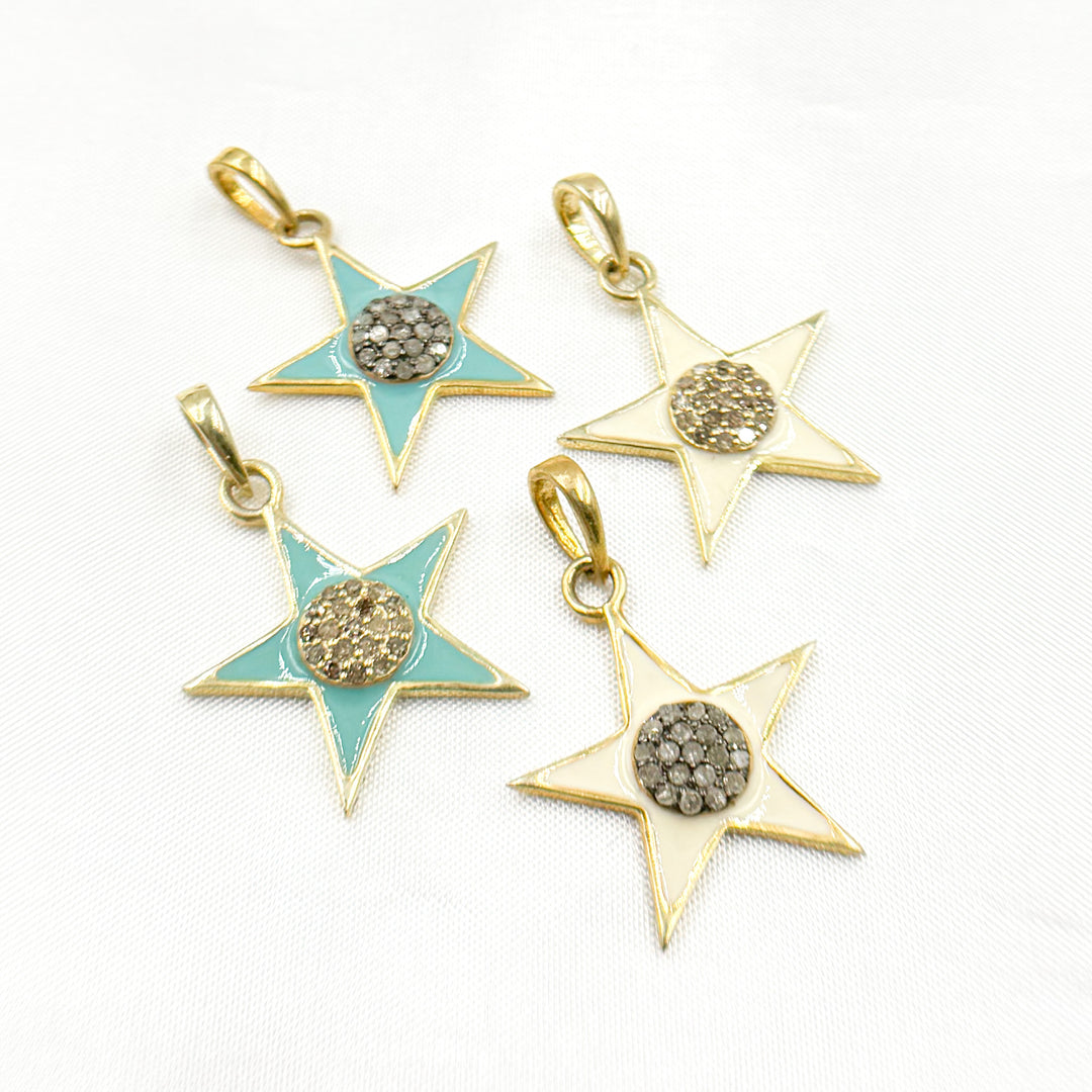 DP773A. Diamond Sterling Silver Star Enamel Pendant