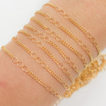 Load image into Gallery viewer, V240GF. 14k Gold Filled 3 Links Long and Curb Chain in Between