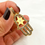 Load image into Gallery viewer, DP597. Diamond &amp; Sterling Silver Star Hamsa Pendant
