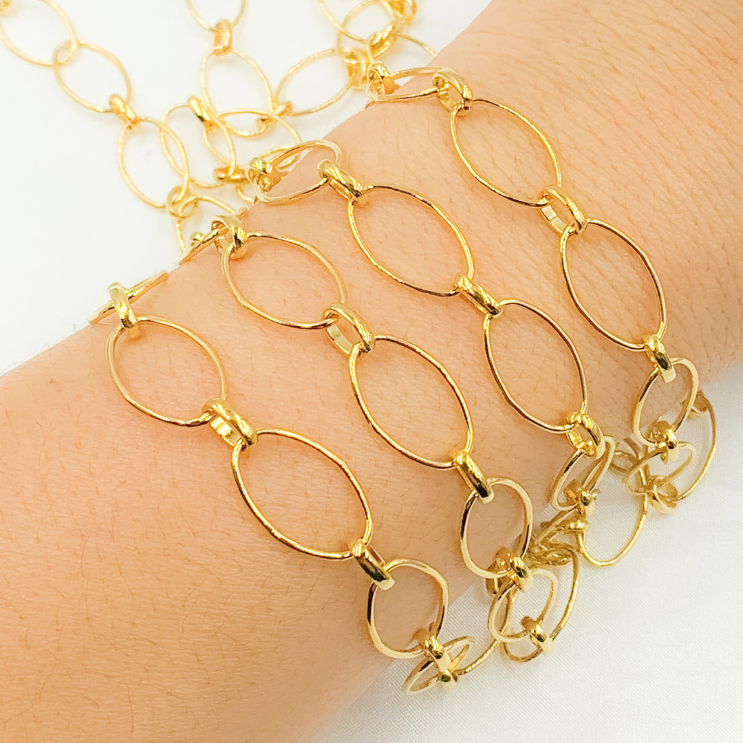 Gold Plated 925 Sterling Silver Oval Long 