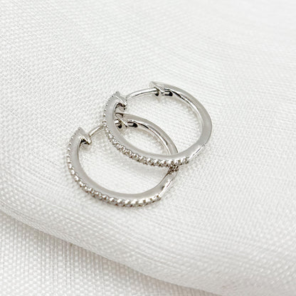 HP115374. 14K Solid Gold Diamond Huggies