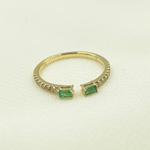 Load image into Gallery viewer, 14K Solid Gold Diamond &amp; Emerald Ring. RFC17394EM
