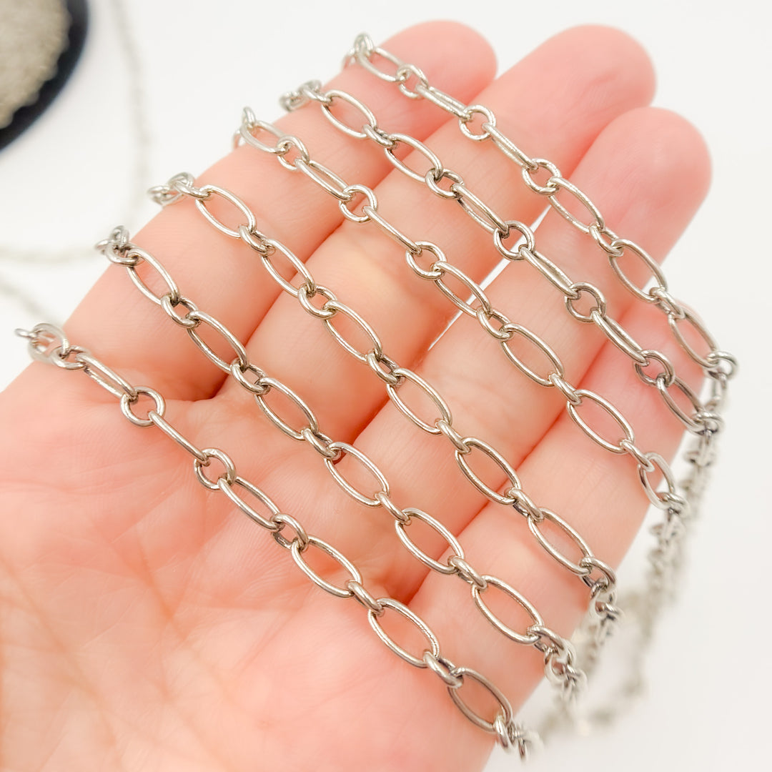 Y136OX. Oxidized Sterling Silver Smooth Long and Short Link Chain