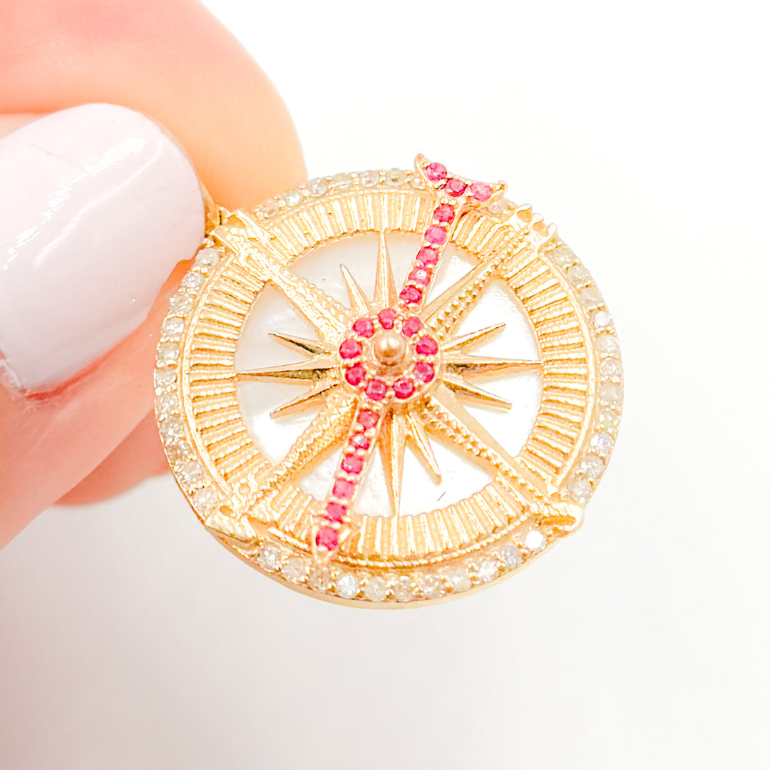 14K Gold Compass Pendant