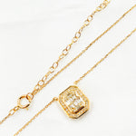 Load image into Gallery viewer, 14k Solid Gold Diamond Rectangle Baguette Necklace. NFF71502
