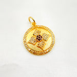 Load image into Gallery viewer, DC898. Diamond &amp; Sterling Silver Round Flower Pendant with Gemstone
