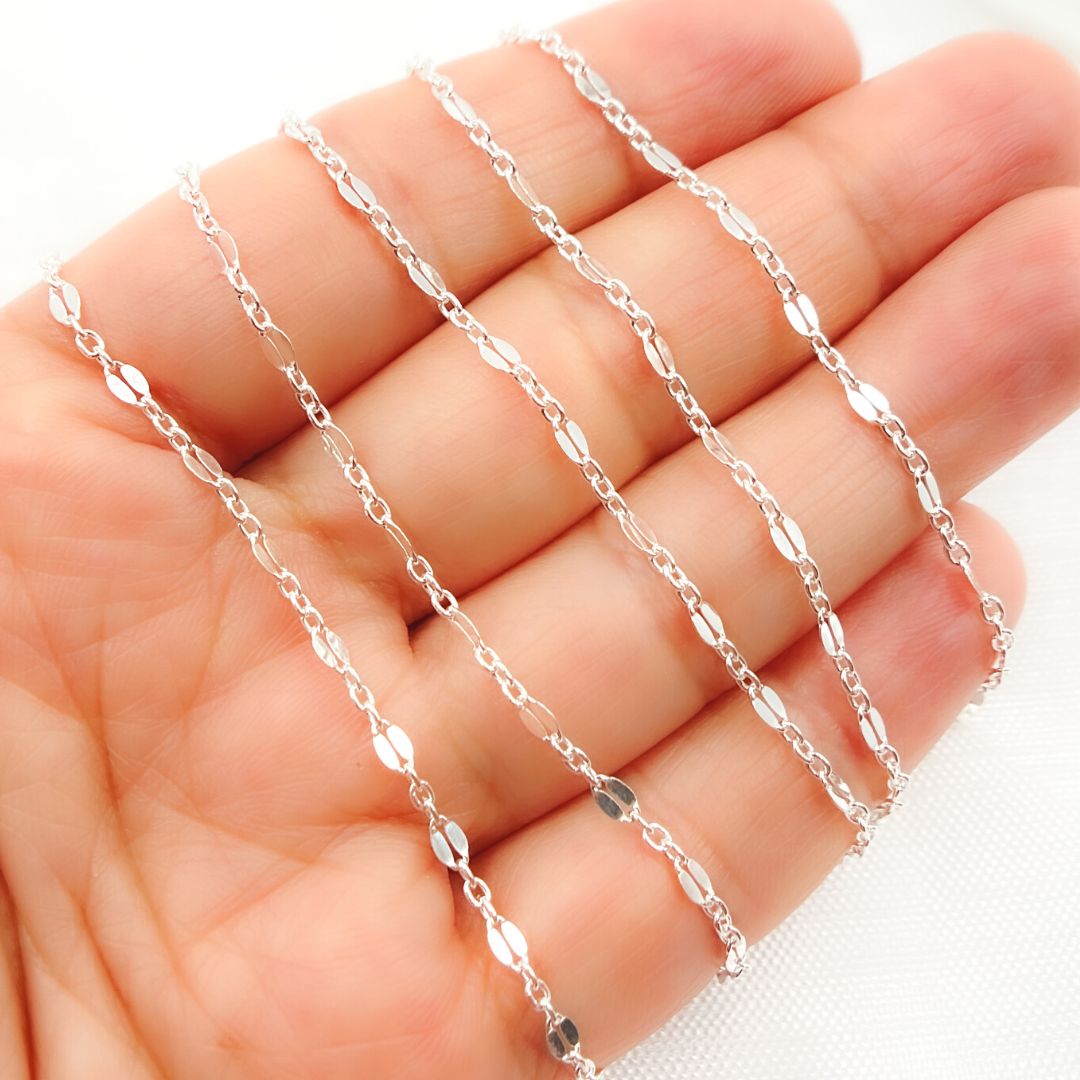 1097SS. 925 Sterling Silver Fancy Link Chain