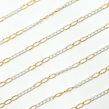 2453CTT. Gold Filled and Sterling Silver Long and Short Link Chain