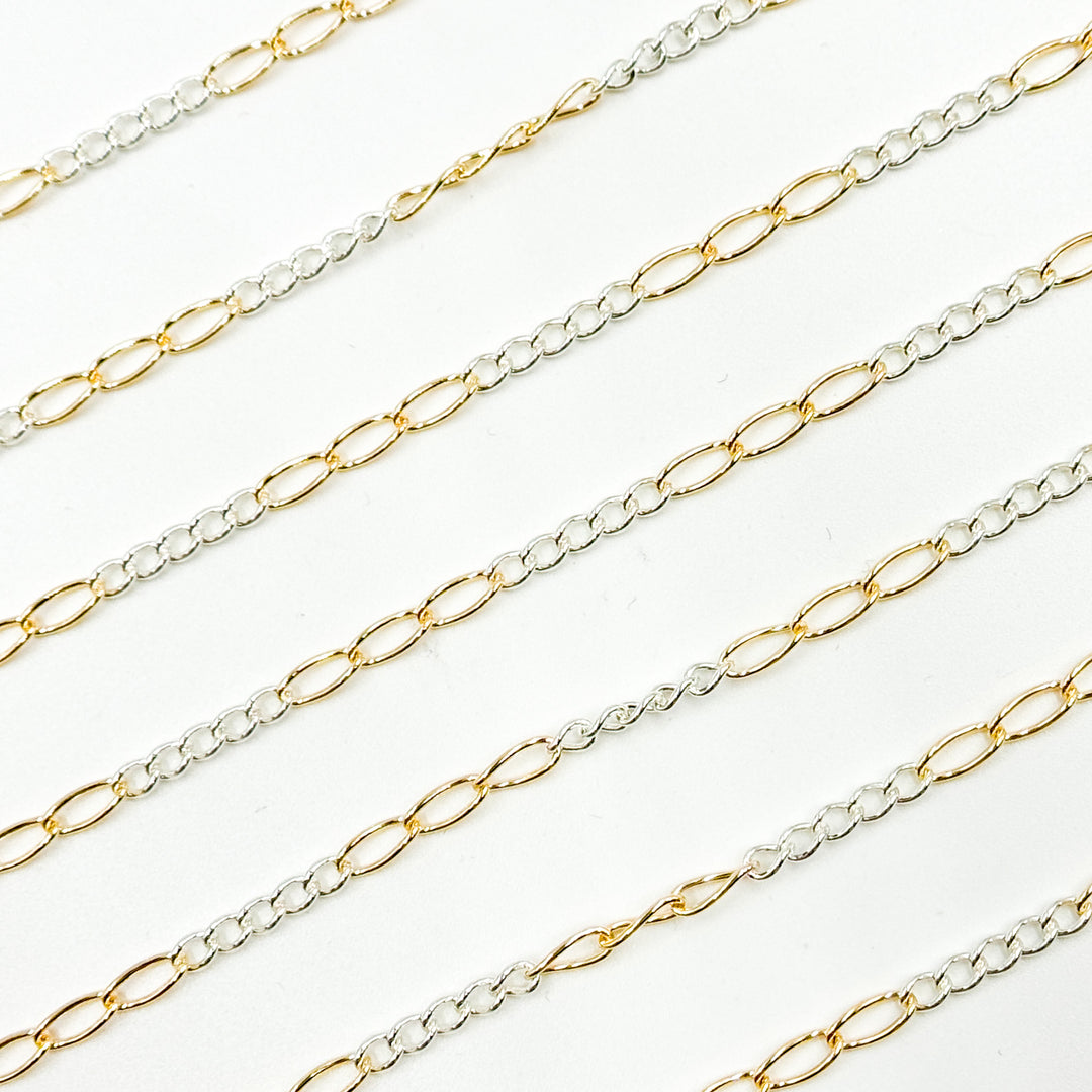 2453CTT. Gold Filled and Sterling Silver Long and Short Link Chain