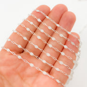 Shop Now Sterling Silver White Color Opal Enamel Cable Chains