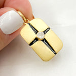 Load image into Gallery viewer, DSP076A. Sterling Silver Rectangle Enamel Pendant with Gemstone
