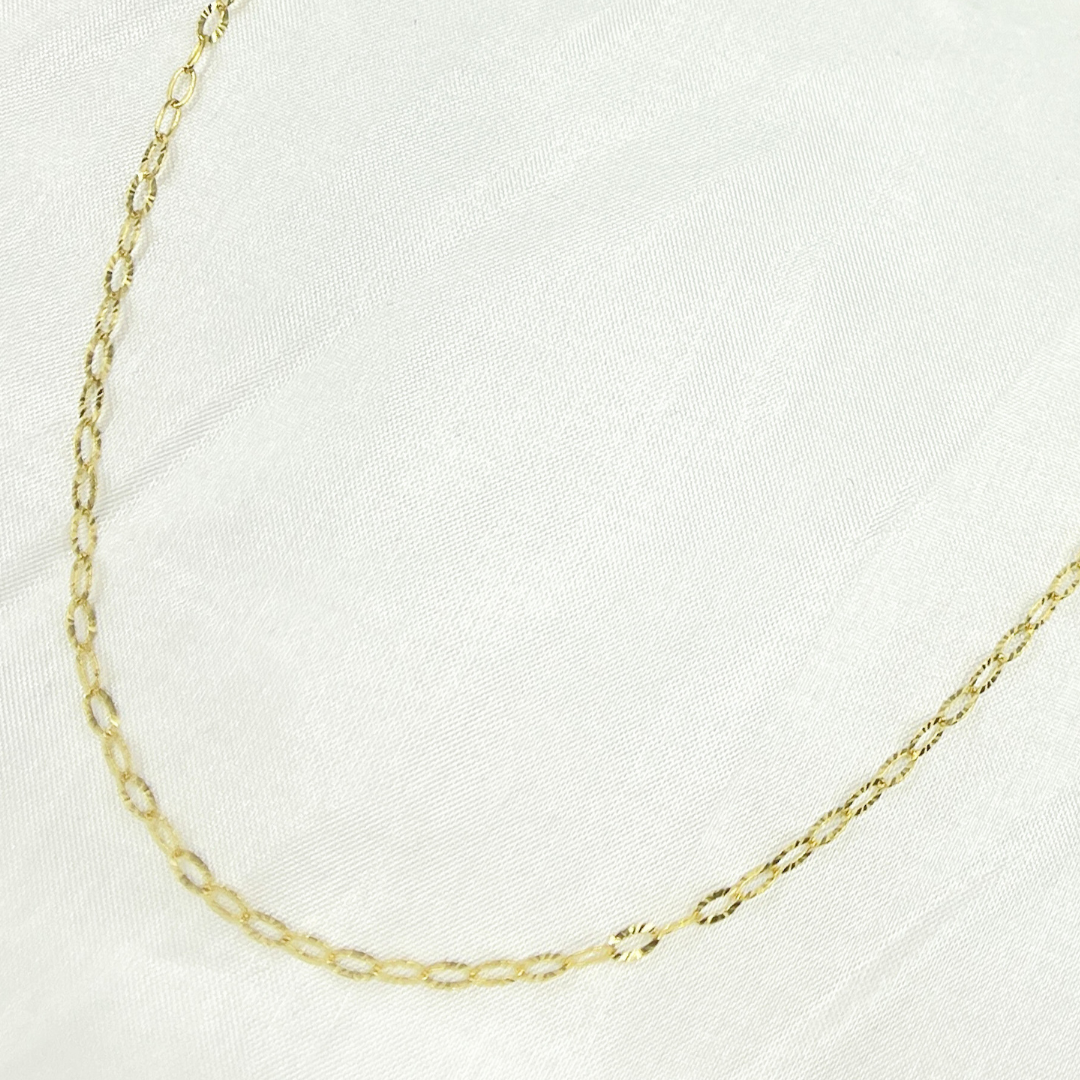 040FVBF22. 14K Solid Yellow Gold Diamond Cut Oval Link Chain