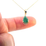 Load image into Gallery viewer, CMA00343EM. 14K Solid Gold Drop-Shaped Emerald and Diamond Charm