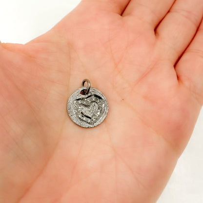 Sterling Silver Round Heart Charm