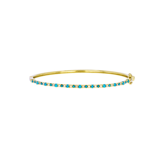BNE68166. 14K Solid Yellow Gold Diamond and Gemstone Bangle