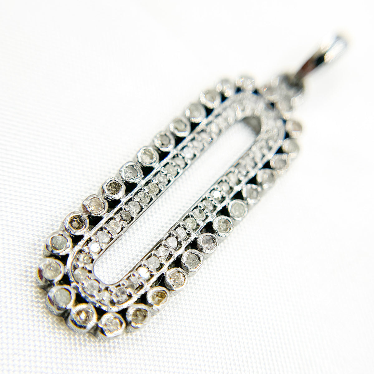 DP2007. Diamond Sterling Silver Oval Pendant