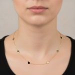 Load image into Gallery viewer, NKSET418. 14k Solid Yellow Gold Heart Link Necklace