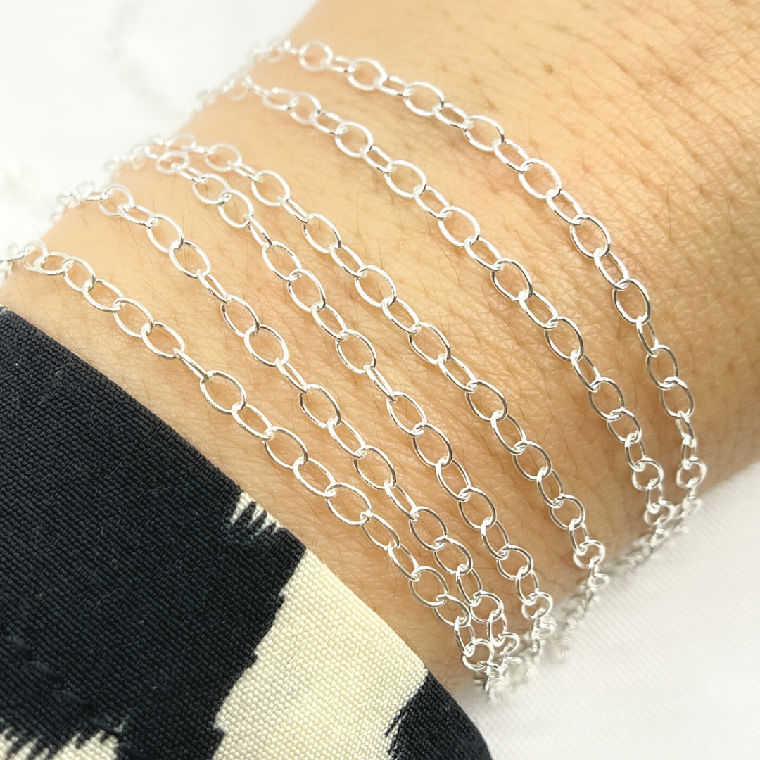 925 Sterling Silver Smooth Oval Link Chain. V190SS