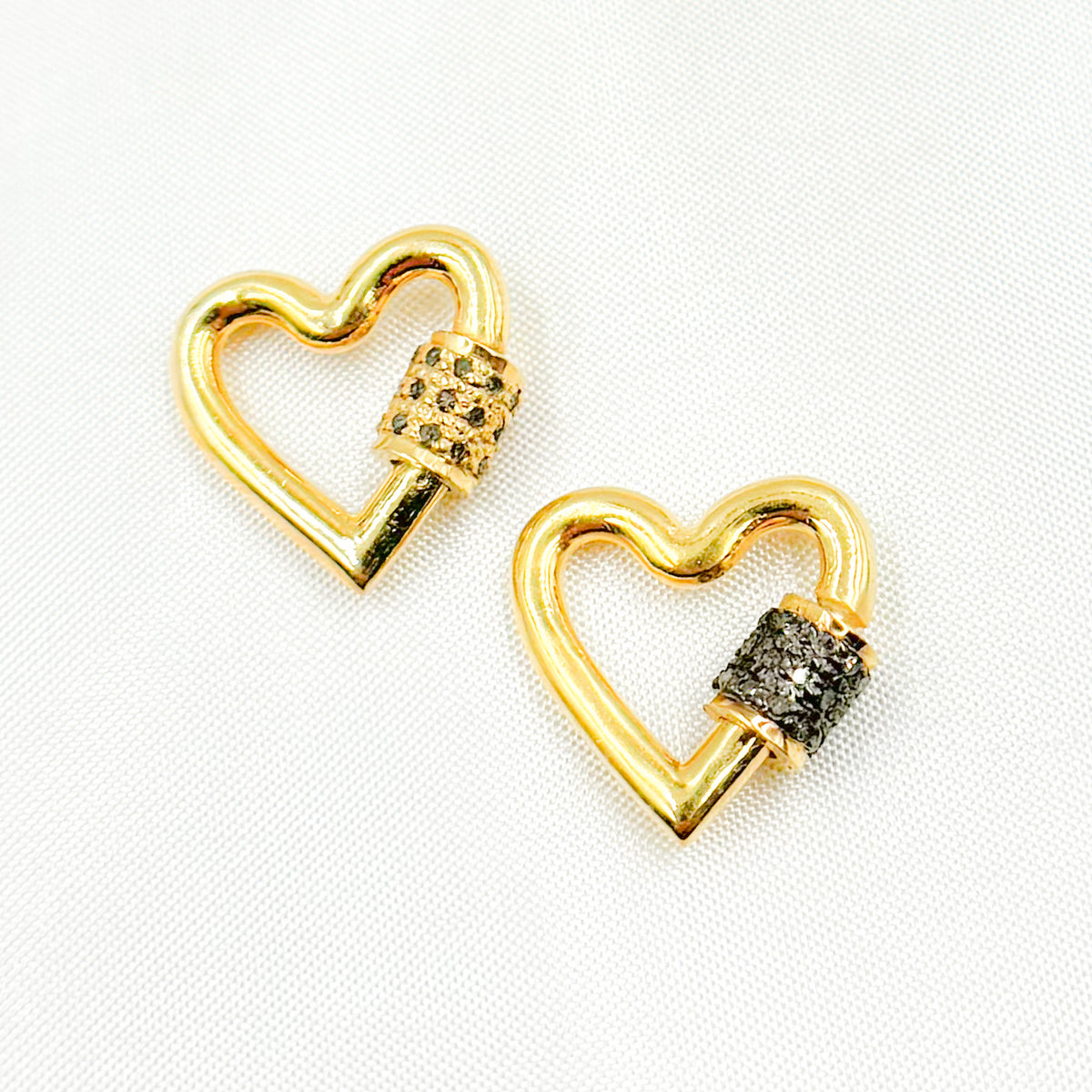 Diamond Sterling Silver Heart Carabiner Clasp