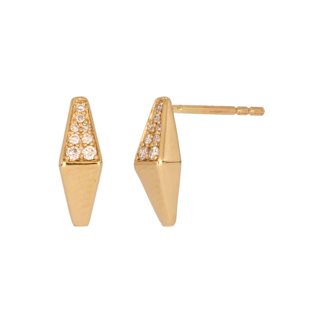 DHE00179. 14K Solid Gold Diamond Rhombus Earrings