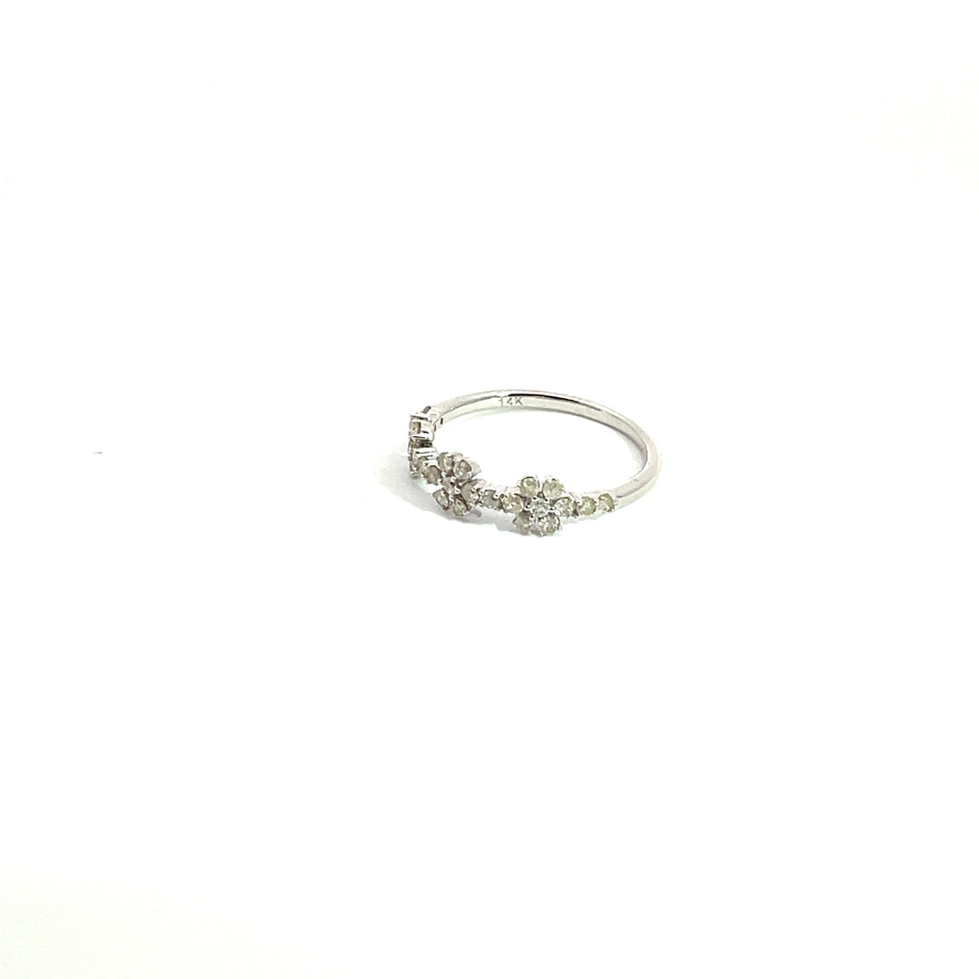 14K Solid Gold Diamond Flowers Band Ring. RFG17696