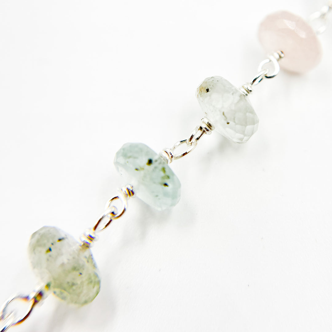 MAQ4. Multi Aquamarine Sterling Silver Wire Chain