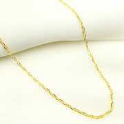 14K Solid Yellow Gold Diamond Cut Marina Link Chains
