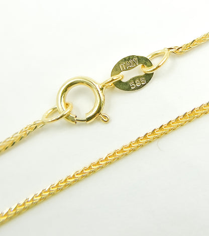 14K Solid Gold Wheat Chain