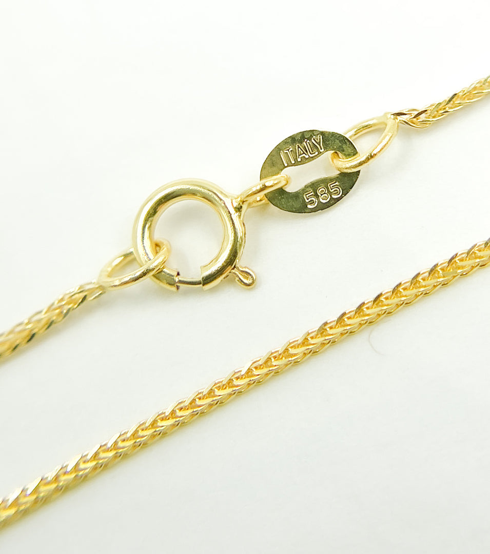 018SP3. 14K Solid Gold Wheat Chain