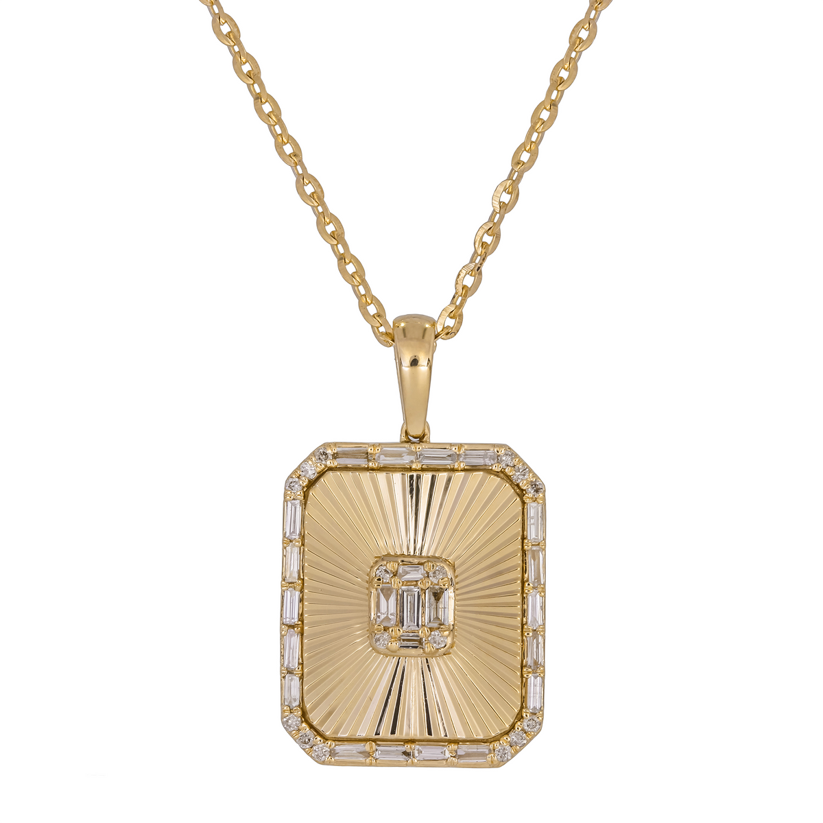 Gold Diamond Rectangle Necklace