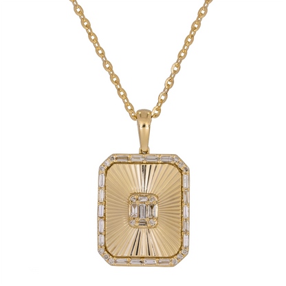 Gold Diamond Rectangle Necklace