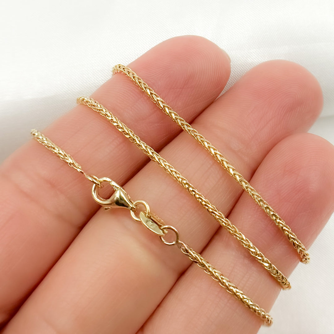 14KWC. 14K Solid Gold Wheat Chain