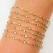 V250-OP3GF. Gold Filled Green Shade Color Opal Enamel Cable Chain