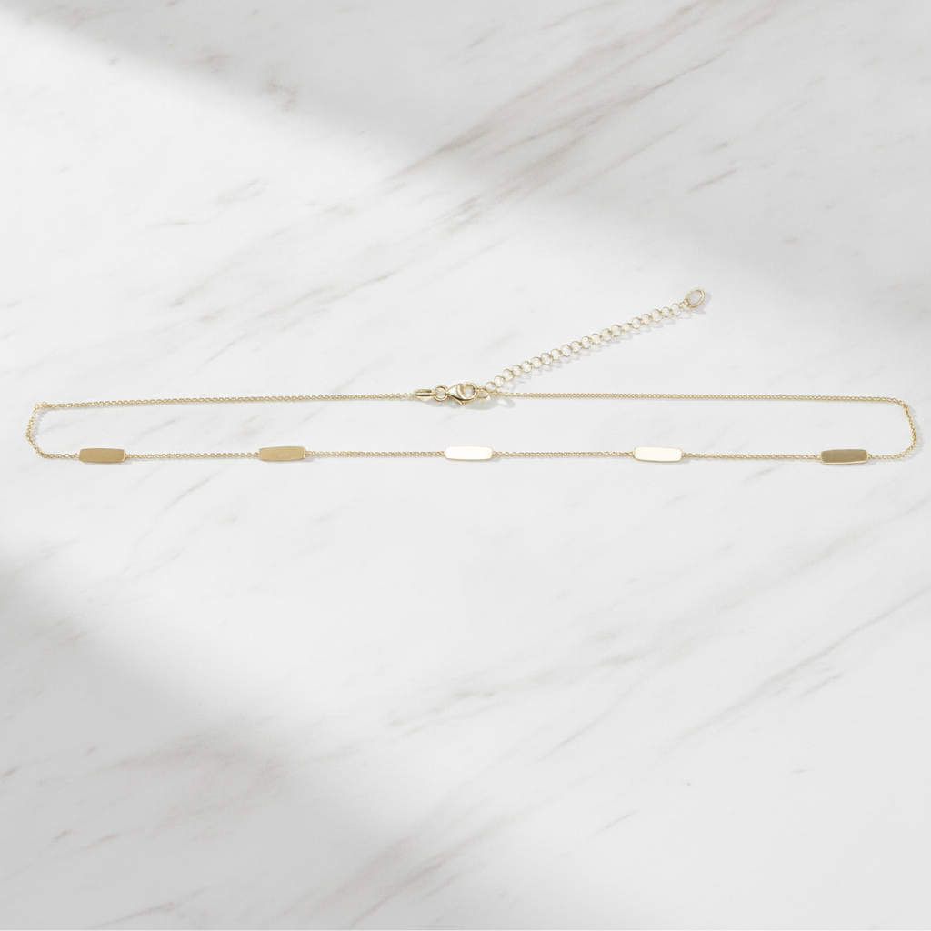 NK/BR4900. 14k Solid Yellow Gold Bars Link Necklace