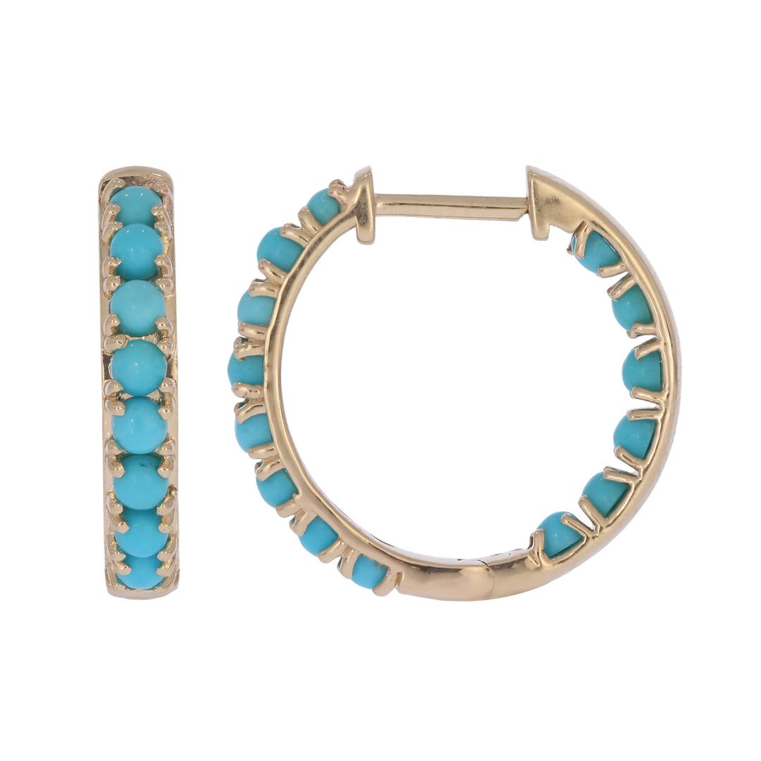 EHZ57733TQ. 14K Solid Gold Turquoise Hoops