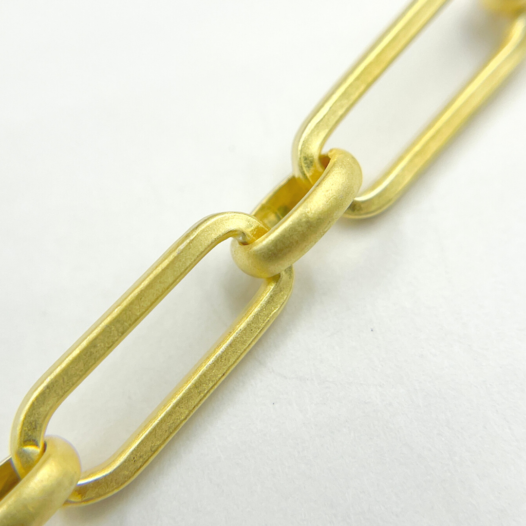 Gold Plated Matt 925 Sterling Silver Paperclip Chain. V165GPM